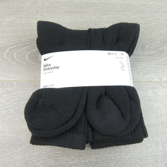 Nike Everyday Cushion Crew Socks Black 6 Pack Mens Size 8-12 NEW - Picture 2 of 7